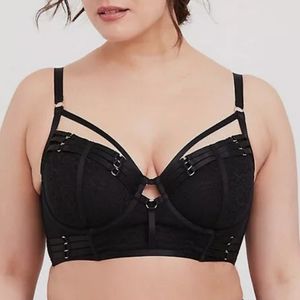 Torrid Black Lace & Mesh Harness Strappy Bralette